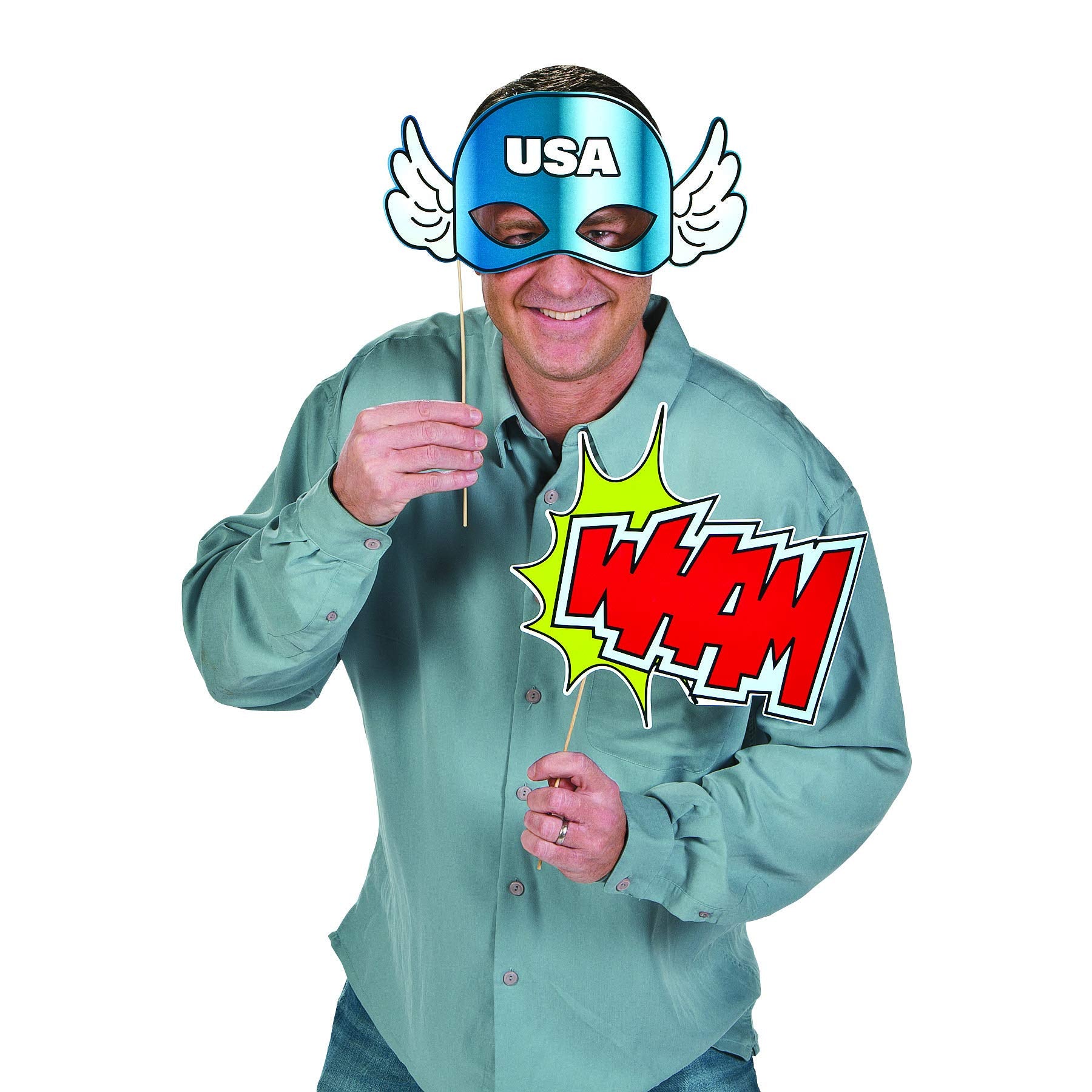 Super Hero Stick Costume Props (1 Dozen) Photobooth Supplies, Birthday Party Favors, Diy Decorations